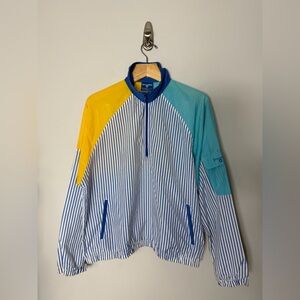 Vintage Spalding Men’s Athletic Jacket Striped Yellow Blue Size Large J